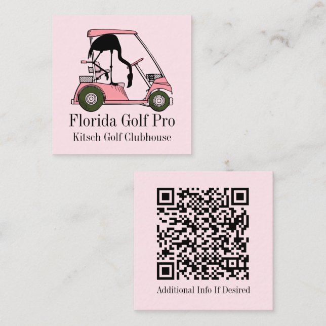 Golfer Golf Klubb Pastel Rosa Flamingo Anpassnings Fyrkantigt Visitkort (Fram/baksida)