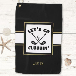 Golfer Golf Modern Monogram Pro Sports Black Guld