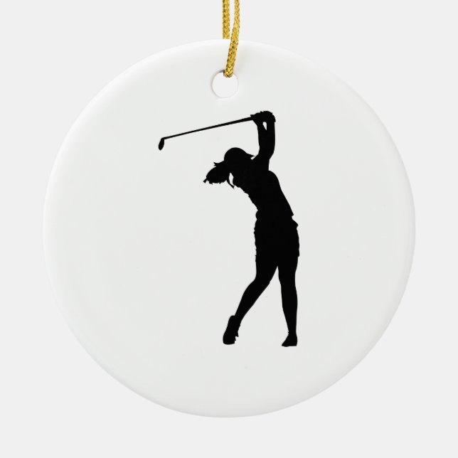 Golfer Golf Sports Person Silhouette Snö Globe Julgransprydnad Keramik (Framsidan)
