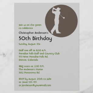Golfer Golfing 50:e födelsedagen Inbjudningar