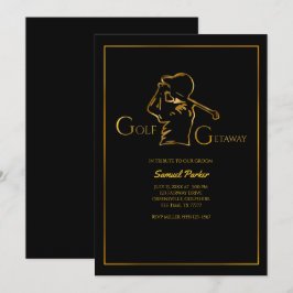 Golfer groom Golf Bachelor Party Luxury Faux Guld Inbjudningar