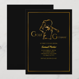Golfer groom Golf Bachelor Party Luxury Faux Guld Inbjudningar
