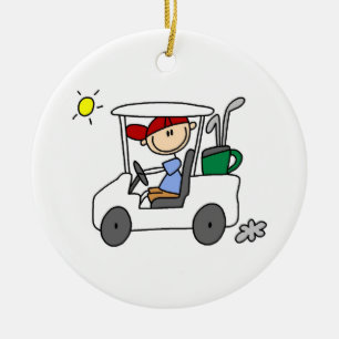 Golfer i Golf Cart Julgransprydnad Keramik