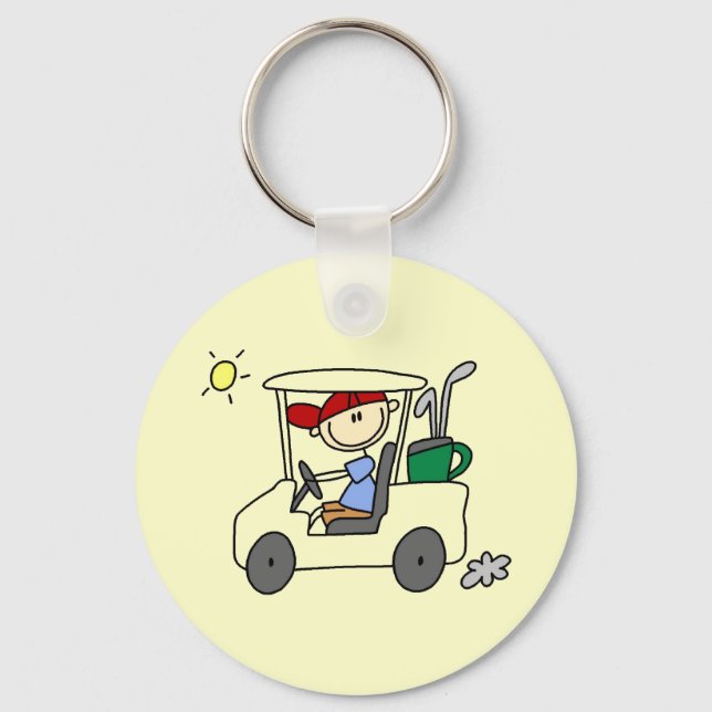 Golfer i Golf Cart Nyckelring (Framsida)