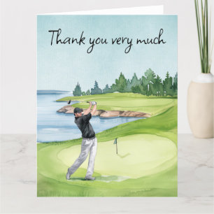Golfer i golfbanan tack kort