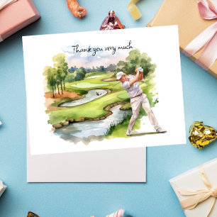 Golfer i golfbanans vattenfärgstack för ditt kort