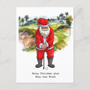 Golfer-jul med Jultomten Helg Vykort