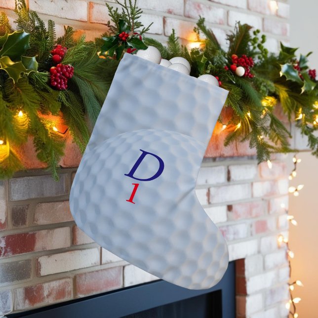 Golfer jul Stocking White Dimpled Golf Boll Liten Julstrumpa (Suitable for the Golfing Dad (or Mom) to hang merrily on high for Santa to fill with golf gifts.)