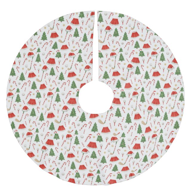 Golfer-jultema med golfutrustning julgransmatta borstad polyester (Framsidan)