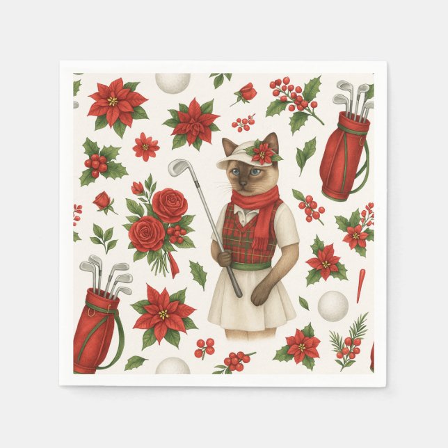 Golfer-jultema med golfutrustning pappersservett (Framsidan)