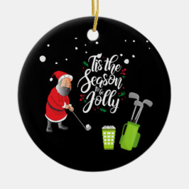 Golfer Jultomten är golfspelare under snö-julen Julgransprydnad Keramik