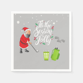 Golfer Jultomten är golfspelare under snö-julen Pappersservett