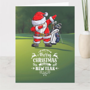 Golfer Jultomten Dabbing på Course jul Kort