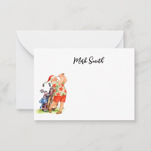 Golfer Jultomten för jul Anteckningskort (Framsida)