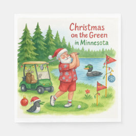 Golfer Jultomten Golfing i Minnesota på Grönt Pappersservett