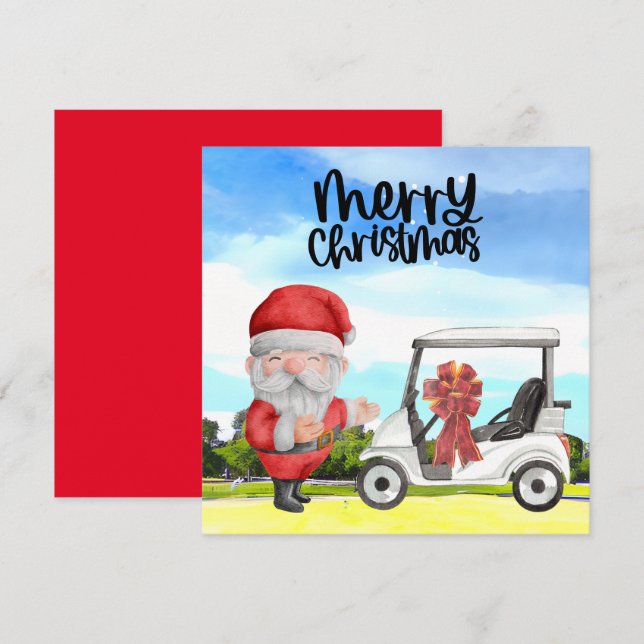 Golfer Jultomten golfing på grönten på jul (Fram/baksida)