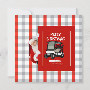 Golfer Jultomten med Golf Cart God jul Julkort