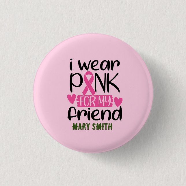 Golfer-kvinnan Breast Cancer Awareness Rosa Namn Knapp (Framsida)