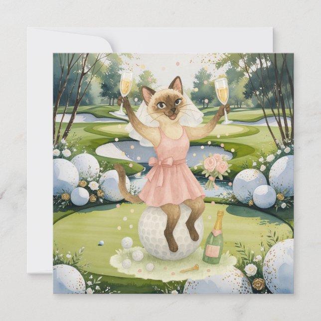 Golfer-kvinnan Spara datumet Bride Bachelorette Inbjudningar (Framsida)