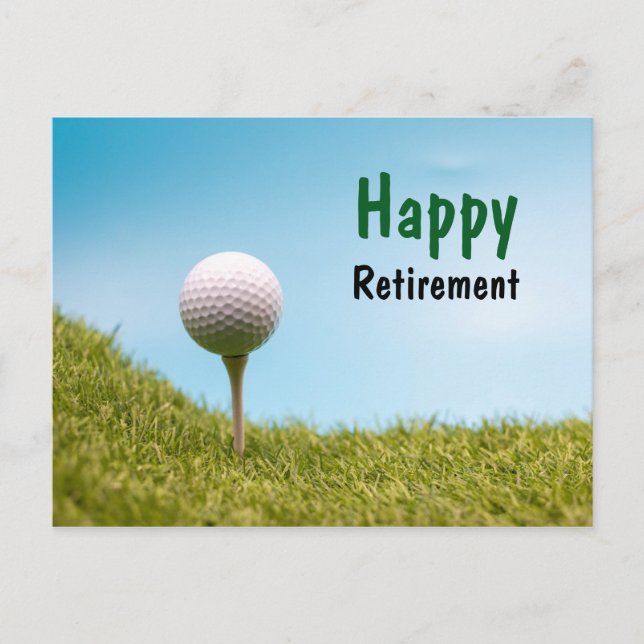 Golfer Lycklig Pension med golf boll på avsked Vykort (Framsida)