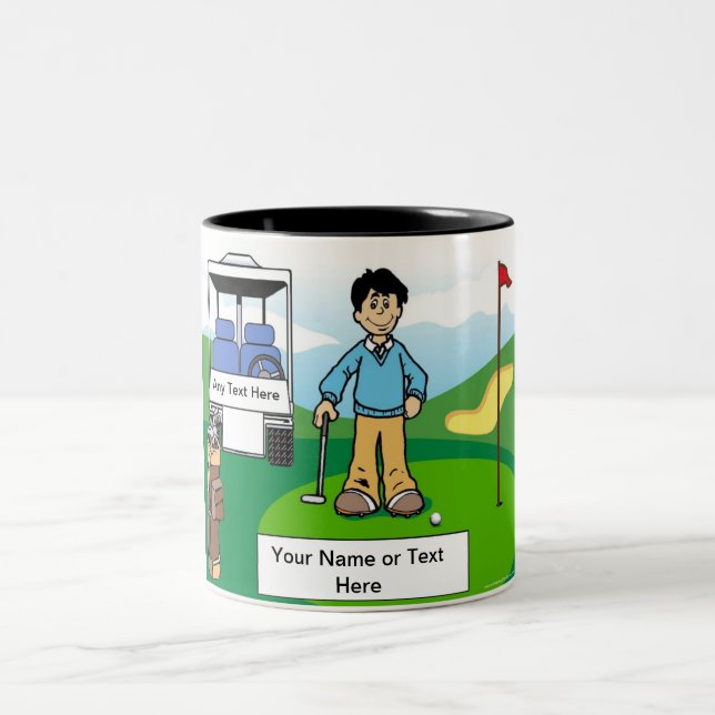 Golfer - Male Tecknad by PrintedPerfection.com Två-Tonad Mugg (Center)