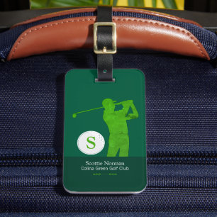 Golfer Man med Golf Klubb Coola Grönt Bagagebricka
