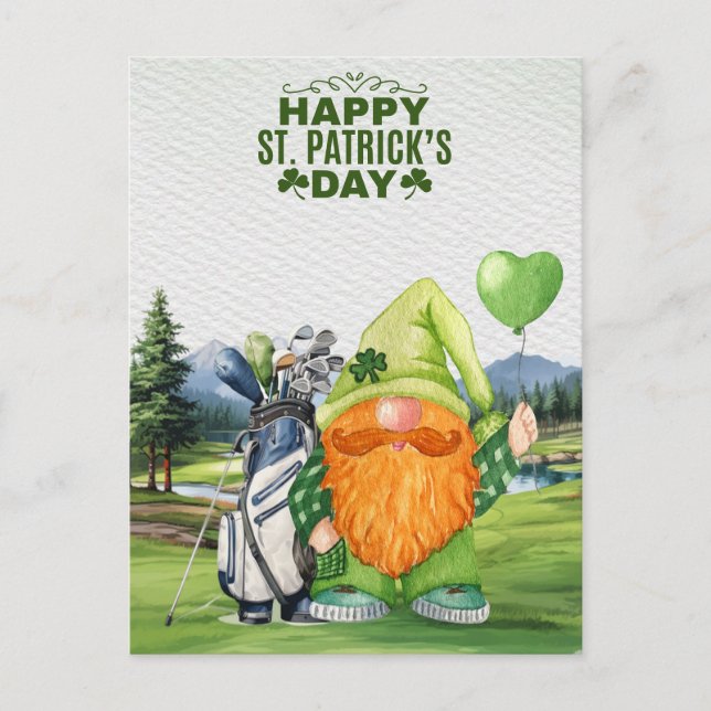 Golfer med Beer & Shamrock St. Patrick's Day Helg Vykort (Framsida)
