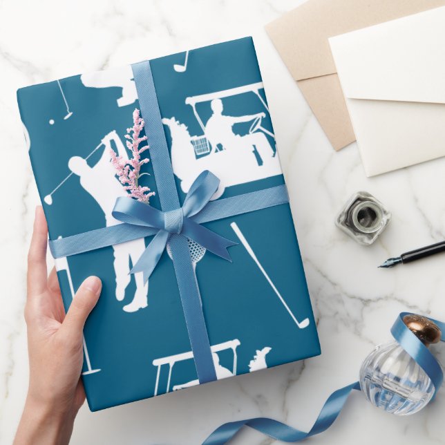 Golfer med Golf Boll på blå bakgrund Presentpapper (Gifting)