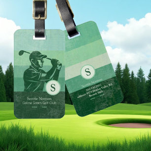 Golfer med Golf Klubb Elegant Grönt Bagagebricka