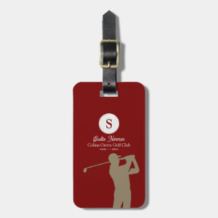 Golfer med Golf Klubb Elegant Red Bagagebricka