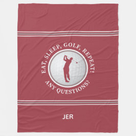Golfer Modern Sports Monogram Golf Boll Red Grått Fleecefilt