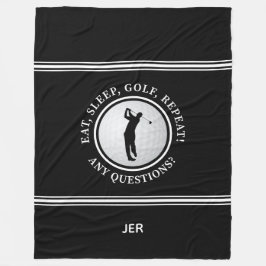 Golfer Modern Sports Monogram Golf Pro Black White Fleecefilt