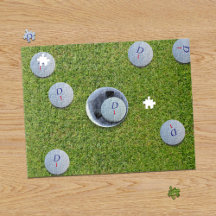 Golfer Monogram Golf Bollar Grönt Jigszle Puzzle