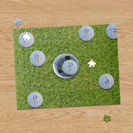 Golfer Monogram Golf Bollar Grönt Jigszle Puzzle Pussel