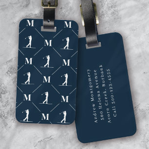 Golfer Monogram Initial Designer Mönster Bagagebricka
