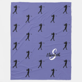 Golfer Mönster Monogram Namn Initial Periwinkle Fleecefilt