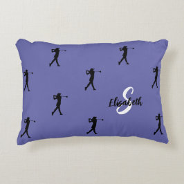 Golfer Mönster Monogrammed Golf Sports Periwinkle Prydnadskudde