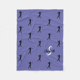 Golfer Mönster Monogrammed Periwinkle Blue för hen Fleecefilt