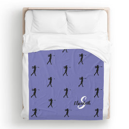 Golfer Mönster Monogrammed Periwinkle Blue Ull Fleecefilt