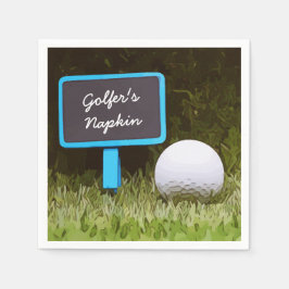Golfer Napkins med golf boll på grönt gräs Pappersservett