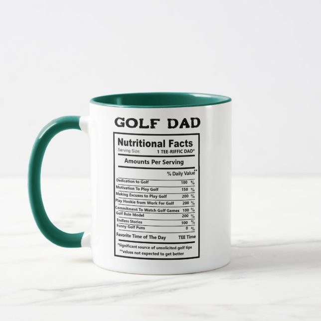 Golfer Nutrition Facts Mugg - Funny Golf Pappa Gif (Vänster)
