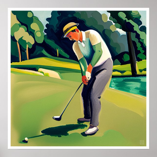 Golfer Painting - Art Print Poster (Framsidan)