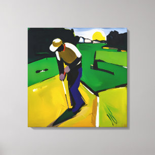 Golfer Painting - utskrift av utdragen kanatekonst Canvastryck