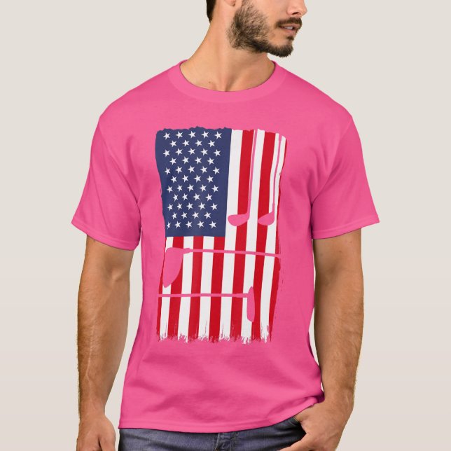 Golfer Patriotic American Flagga Golfing Förenta s T Shirt (Framsida)