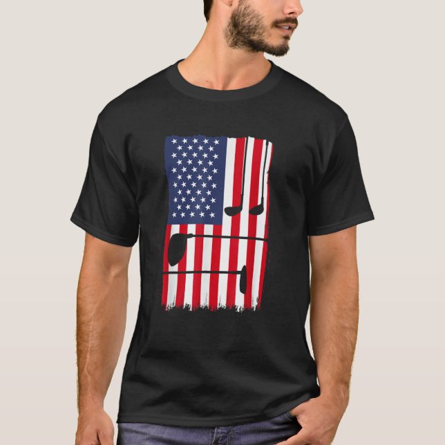 Golfer Patriotic American Flagga Golfing USA Ameri T Shirt (Framsida)