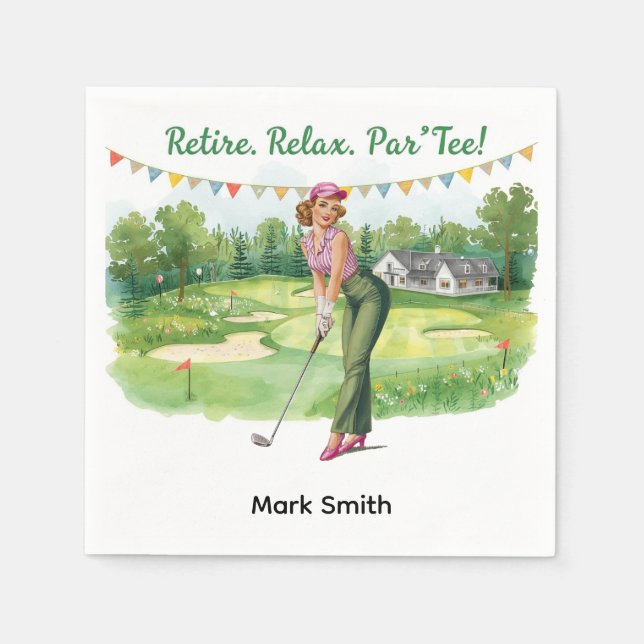 Golfer pension par tee party golfing on way pappersservett (Framsidan)