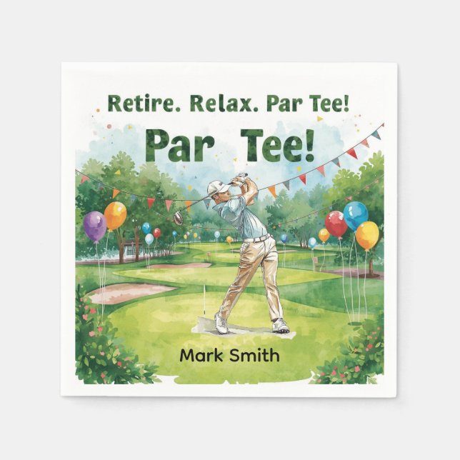 Golfer pension par tee party golfing on way pappersservett (Framsidan)