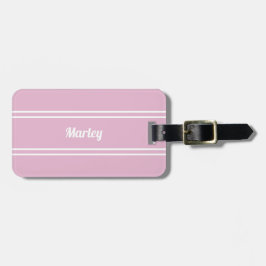 Golfer Personalized Name Modern Pink & White Bagagebricka