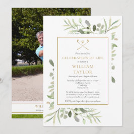 Golfer Photo Celebration of Life Funeral Inbjudningar