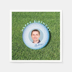 Golfer Photo Signed Golf Boll Birthday Pappersservett